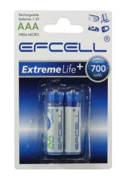 Extreme Life+ 700 Mah Aaa Şarjlı Pil 2'li