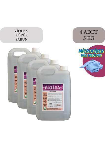 Köpük Sabun 5 kg x 4 Adet Bez Hediyeli