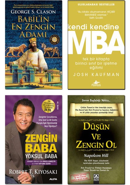 Babil'in En Zengin Adamı + Kendi Kendine Mba + Zengin Baba Yoksul Baba + Düşün ve Zengin Ol / 4lü