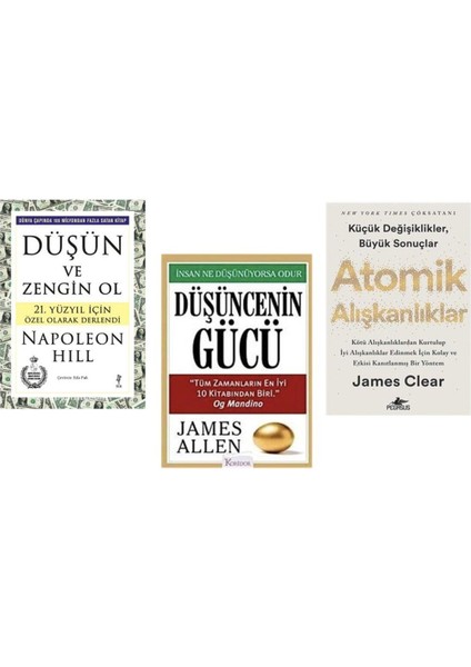 Atomık Alıskanlıklar +Dusun ve Zengın Ol + Dusuncenın Gucu = 3 Set