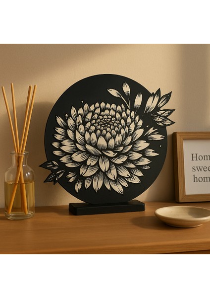 Chrysanthemum Siyah Çiçek Figür - Masaüstü & Duvar Dekorasyonu fiyatları