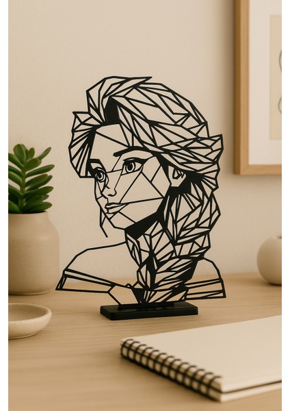 Geometrik Kadın Silüeti - Siyah Lineart Figür (Masaüstü & Duvar Tipi) fiyatları