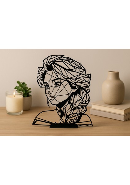 Geometrik Kadın Silüeti - Siyah Lineart Figür (Masaüstü & Duvar Tipi) fırsatları