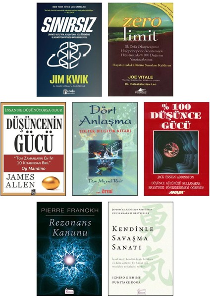 Rezonans Kanunu Sınırsız Jim Kwik Zero Limit Dört Anlaşma %100 Düşünce Gücü Kendinle Savaşma Sanatı