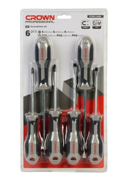 Crown Profesyonel 6 Parça Tornavida Takımı Cphds-Axb6