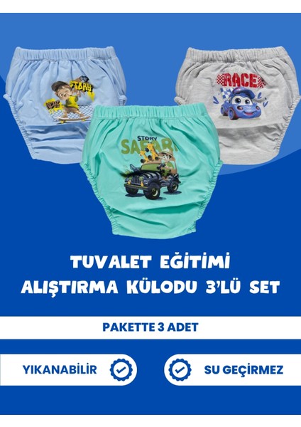 Erkek Çocuk 3'lü Tuvalet Eğitimi Alıştırma Külodu Seti