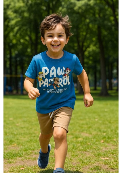 Paw Patrol Yazılı ve Karakterli Erkek Çocuk Şortlu Takım