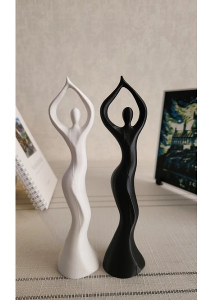 Dans Eden Kadın Heykel Biblo 2'li Set Siyah ve Beyaz 18CM Iskandinav Model Ceresshop fiyatları