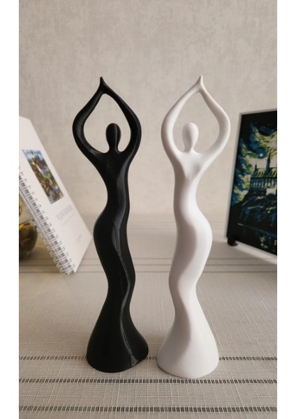 Dans Eden Kadın Heykel Biblo 2'li Set Siyah ve Beyaz 18CM Iskandinav Model Ceresshop fırsatları