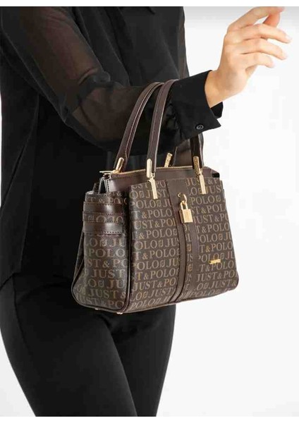 Eflanmoda Just Polo Monogram Baskılı Kadın El ve Omuz Çantası