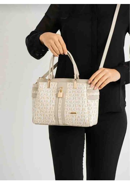 Eflanmoda Just Polo Monogram Baskılı Kadın El ve Omuz Çantası