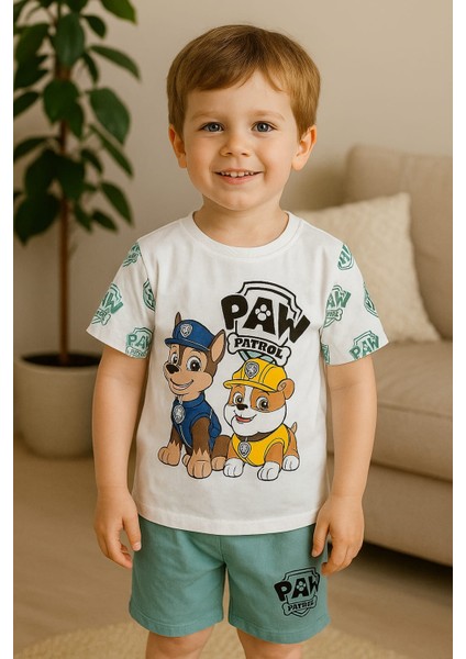 Paw Patrol Yazılı ve Karakterli Erkek Çocuk Şortlu Takım