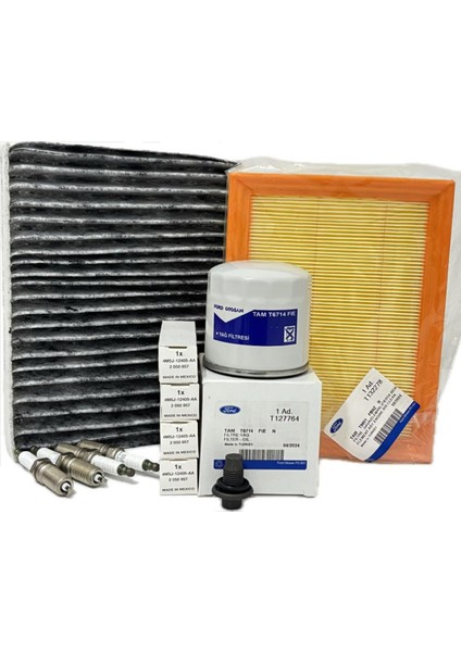Ford Fusion 1.6 Benzinli Filtre Bakım Seti 2002-2011 Hava+Yağ+Karbonlu Polen Filtresi+Buji Seti