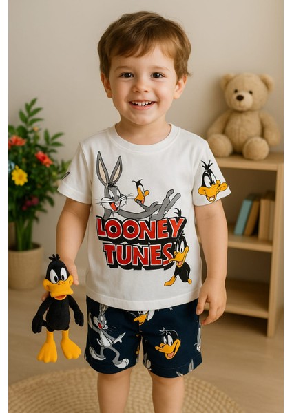 Looney Tunes Yazılı Bugs Bunny Karakterli T-Shirt Şort Takım