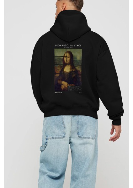 Leonardo Da Vinci Mona Lisa Arka Baskılı Hoodie Oversize Kapüşonlu Sweatshirt Erkek Kadın modelleri