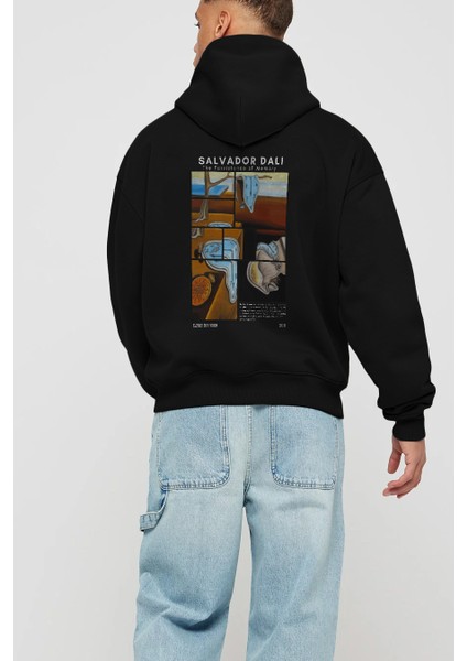 Salvador Dali Arka Baskılı Hoodie Oversize Kapüşonlu Sweatshirt Erkek Kadın modelleri