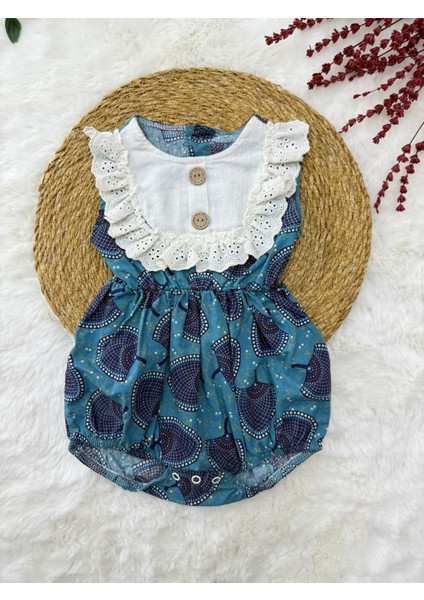 Kız Bebek Çiçekli Salopet Pamuklu Kumaş