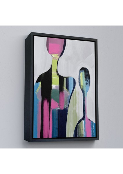 Siyah Çerçeveli Pop Art Soyut Insanlar Tablosu