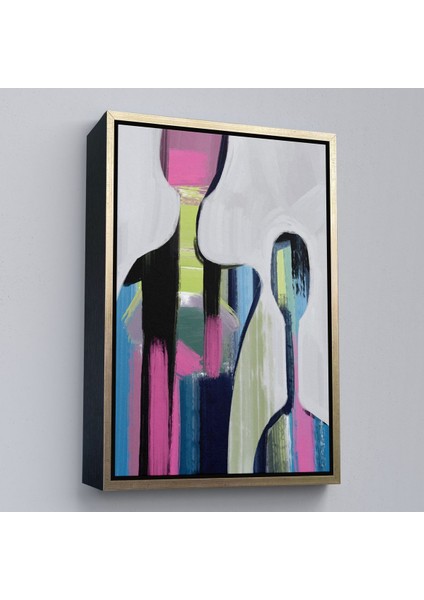 Siyah Çerçeveli Pop Art Soyut Insanlar Tablosu fırsatları