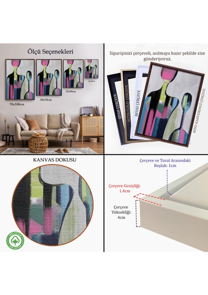 Siyah Çerçeveli Pop Art Soyut Insanlar Tablosu indirimleri