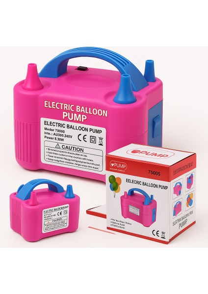 Çift Çıkışlı Elektrikli Balon Şişirme Makinesi – Pembe & Mavi (Model 73005)