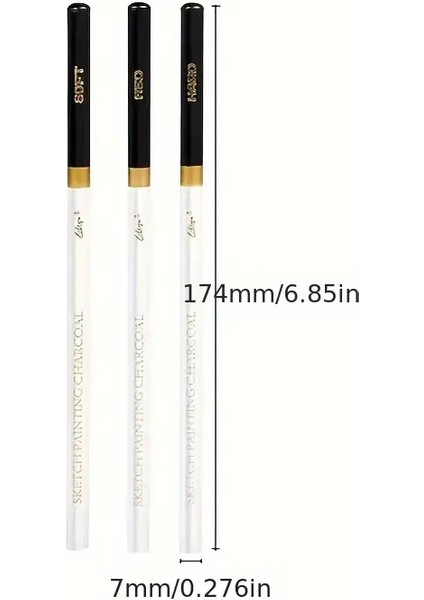 Kömür Kalem Seti, Çizim, Eskiz, Gölgeleme Kalemi, 6 Adet.