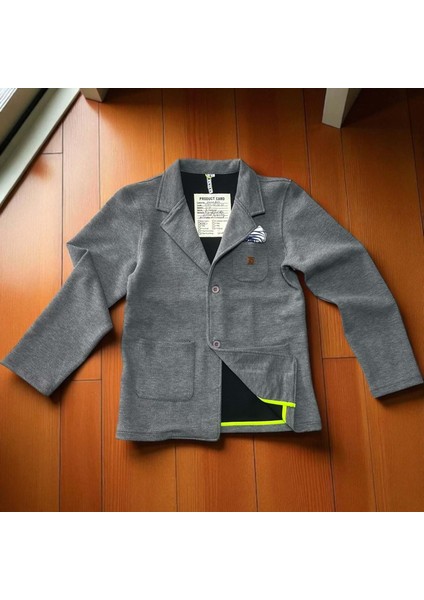 Desenli Dokuma Ceket Gri