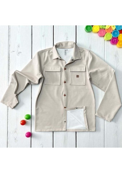 Çelikli Pike Çıtçıtlı Gömlek Bej