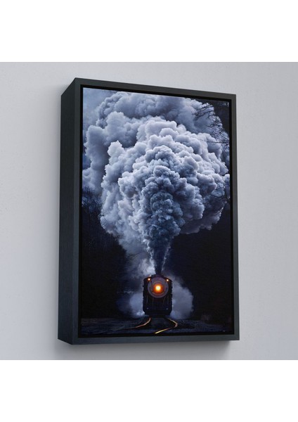 Altın Çerçeveli Gri Dumanı ile Kara Tren Tablosu fiyatları