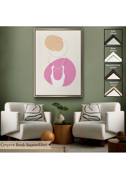 Siyah Çerçeveli Soyut Kadın Tablosu