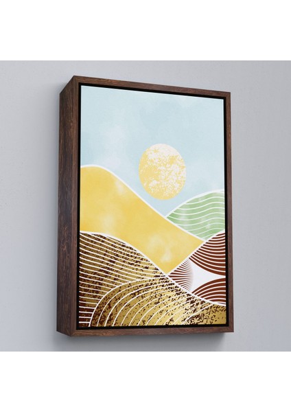 Kahverengi Çerçeveli Dağların Arasındaki Güneş Manzarası Tablo