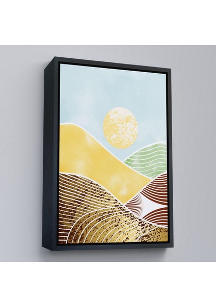 Kahverengi Çerçeveli Dağların Arasındaki Güneş Manzarası Tablo modelleri