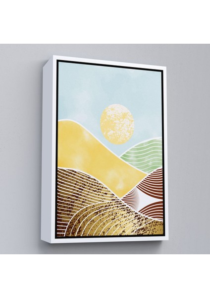 Kahverengi Çerçeveli Dağların Arasındaki Güneş Manzarası Tablo fırsatları