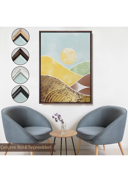 Kahverengi Çerçeveli Dağların Arasındaki Güneş Manzarası Tablo