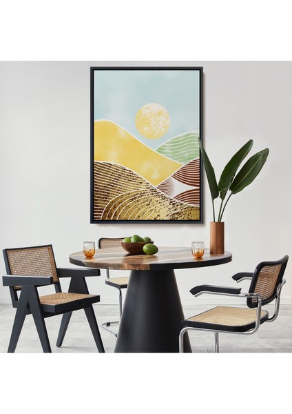 Kahverengi Çerçeveli Dağların Arasındaki Güneş Manzarası Tablo