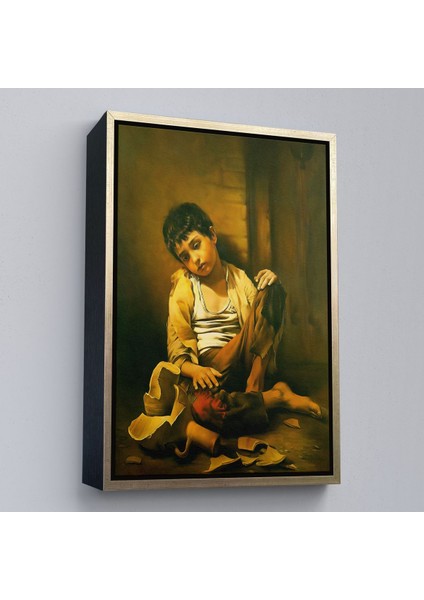 Siyah Çerçeveli Iranlı Ressam Morteza Kartouzıan Garip Çocuk Eseri Duvar Tablosu fırsatları