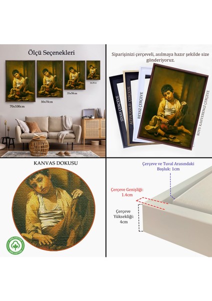 Siyah Çerçeveli Iranlı Ressam Morteza Kartouzıan Garip Çocuk Eseri Duvar Tablosu indirimleri