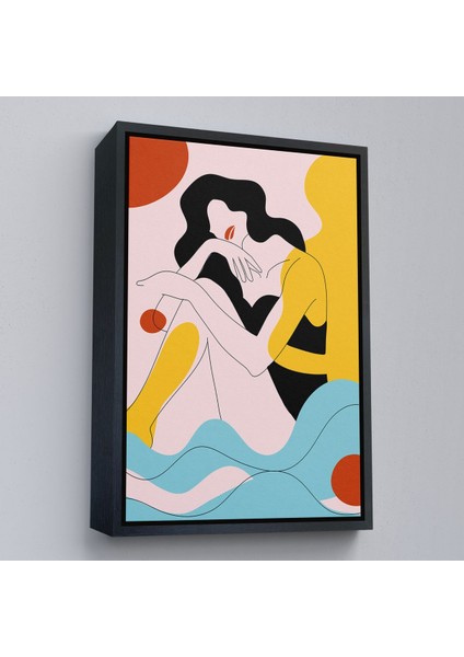 Siyah Çerçeveli Soyut Kadın Tablosu