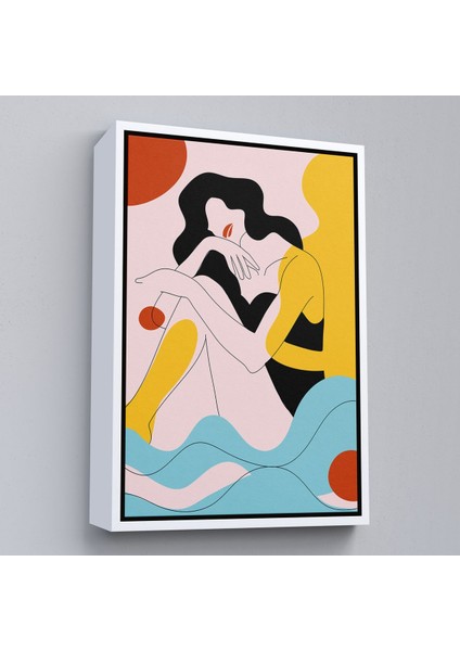 Siyah Çerçeveli Soyut Kadın Tablosu fiyatları