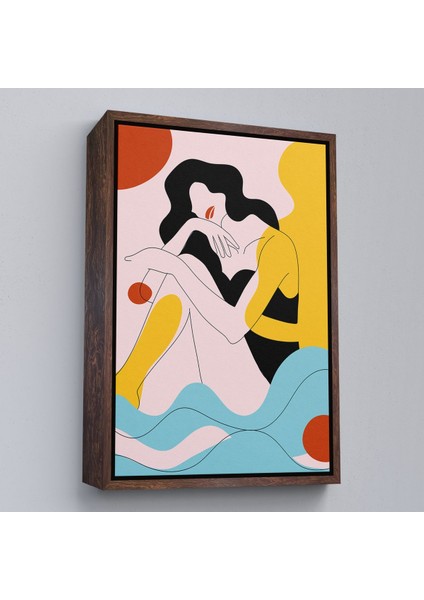 Siyah Çerçeveli Soyut Kadın Tablosu modelleri