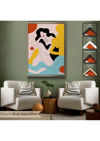 Siyah Çerçeveli Soyut Kadın Tablosu
