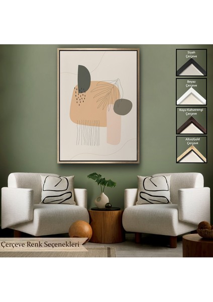 Beyaz Çerçeveli Iskandinav Soyut Tablo