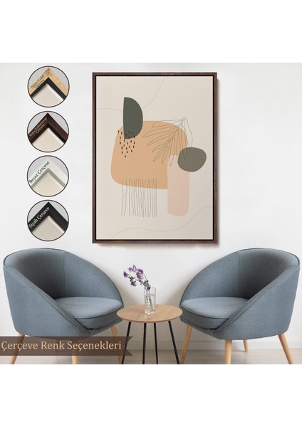 Beyaz Çerçeveli Iskandinav Soyut Tablo