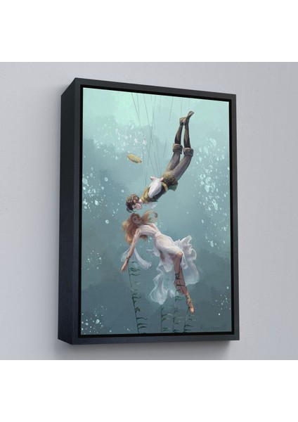 Siyah Çerçeveli Kötü Kral Jude & Cardan, Denizler Altındaki Aşıklar Kanvas Tablo