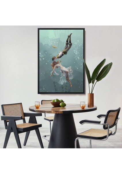 Siyah Çerçeveli Kötü Kral Jude & Cardan, Denizler Altındaki Aşıklar Kanvas Tablo