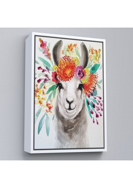 Altın Çerçeveli Bahar Laması Suluboya Görünümlü Duvar Tablosu fırsatları