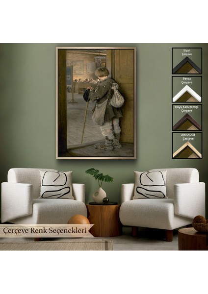 Beyaz Çerçeveli Nikolay Bogdanov Belsky'in Sınıfın Kapıdında Tablosu