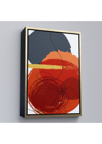 Kahverengi Çerçeveli Renkli Soyut Geometrik Şekiller Tablosu fiyatları