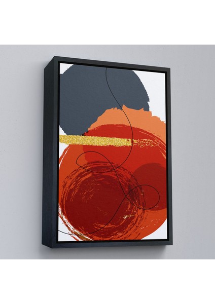 Kahverengi Çerçeveli Renkli Soyut Geometrik Şekiller Tablosu modelleri
