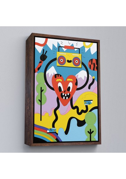 Kahverengi Çerçeveli Ikonik Pop Art Uzaylı Tablosu